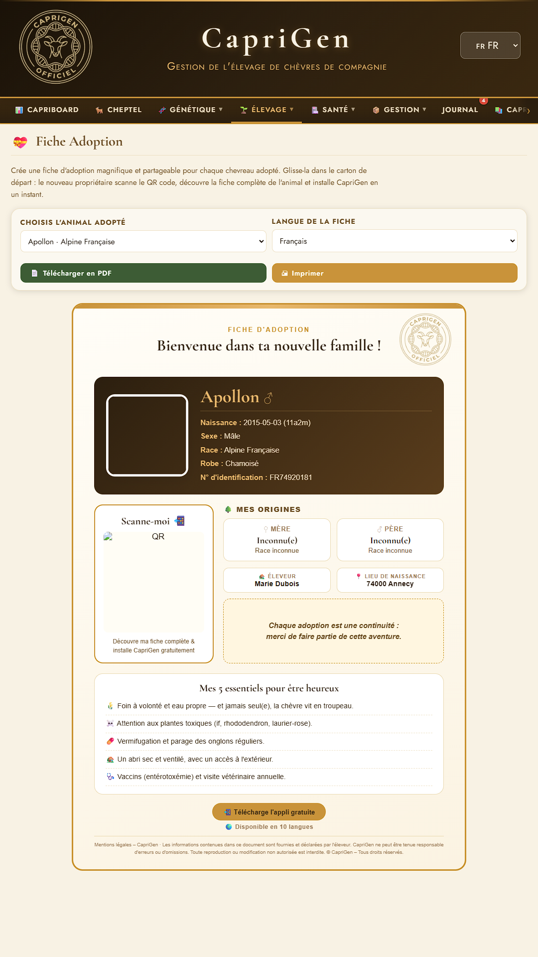 Fiche Adoption